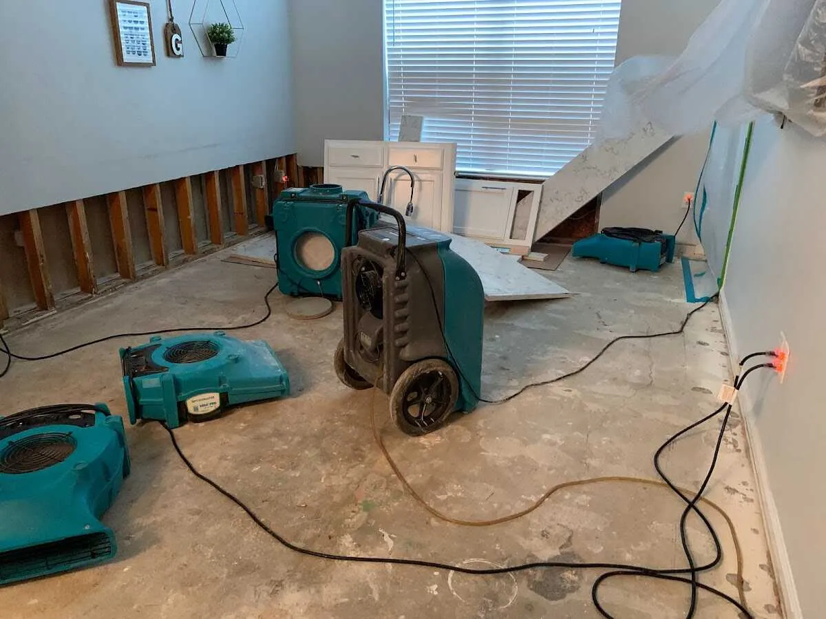 Dehumidifier in flood-cut room for Water Damage Restoration in Gaithersburg